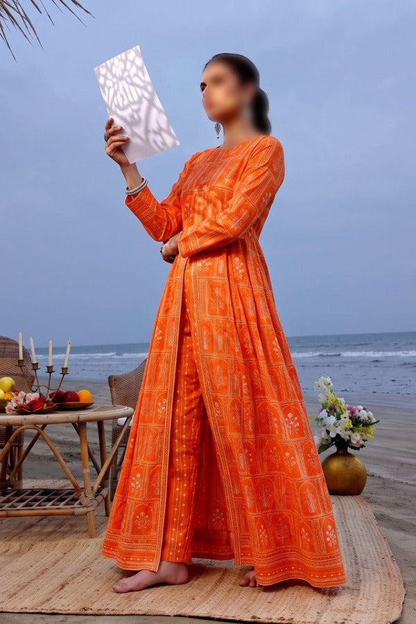 OSMA Digital Printed Linen 2 Piece Unstitched Suit for Women