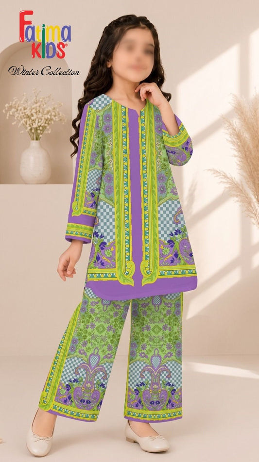 FATIMA KIDS 2 Piece Digital Printed China Linen Suit for Girls