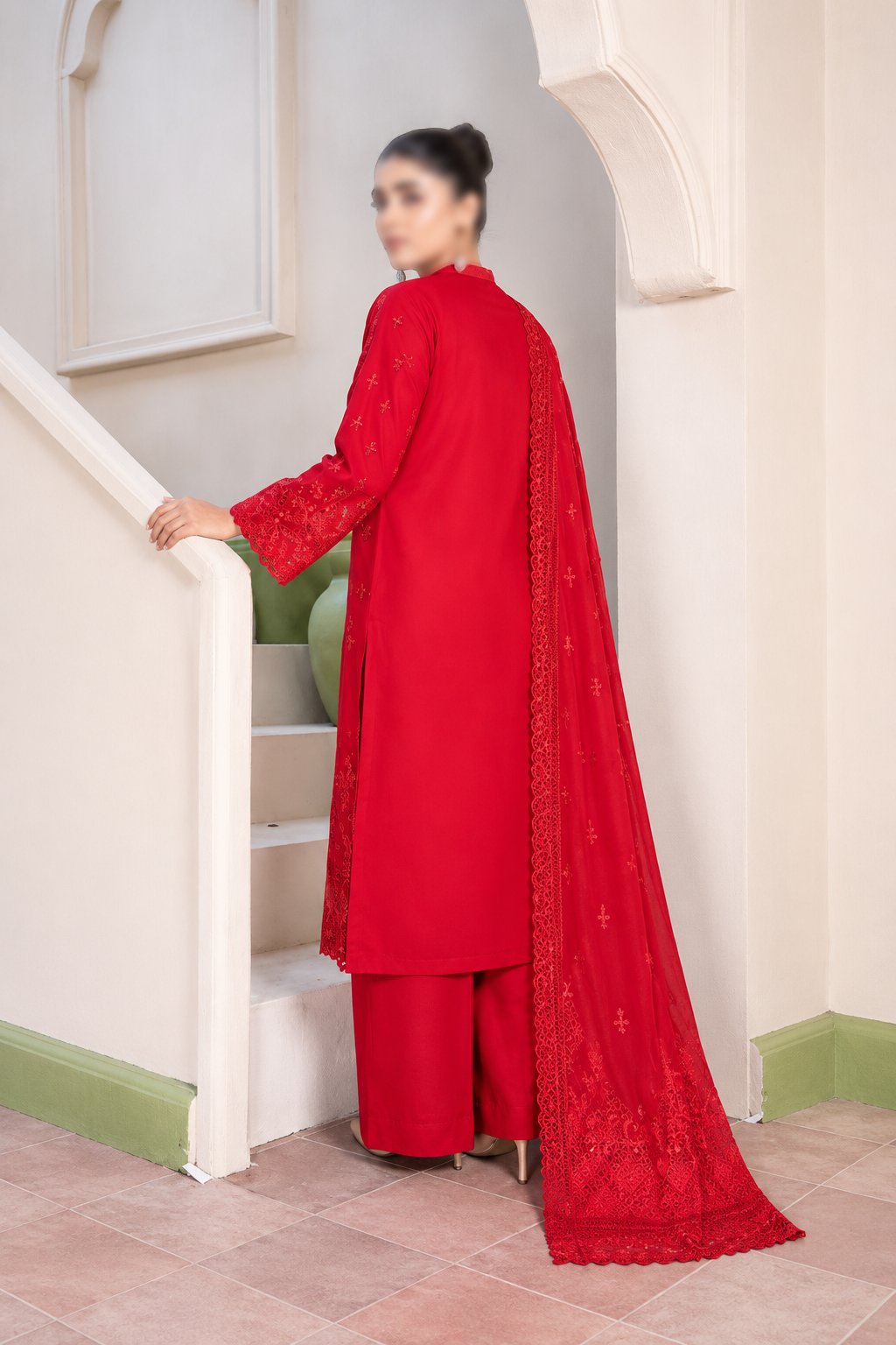 Shanaya 3 Piece Embroidered Peach Dhanak Suit Noor E Nazar Textile