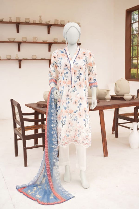ZESH digital printed embroidered lawn 3 piece suit for women