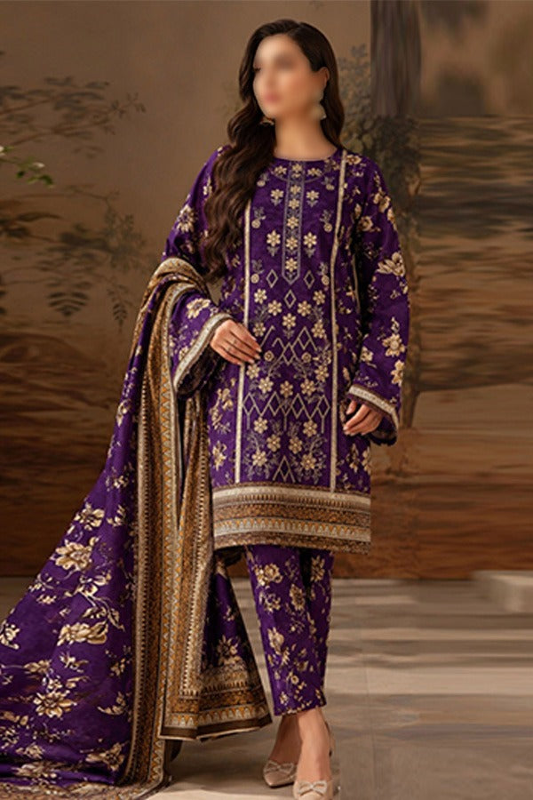 SAPPHIRE Embroidered Printed Linen 3 Piece Unstitched Suit for Women