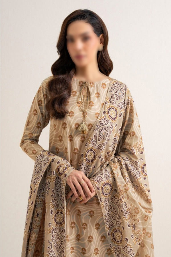 SAPPHIRE printed Karandi 3 piece unstitched suit with shirt, dupatta and trouser