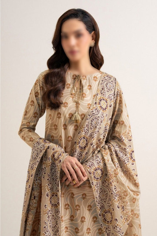 SAPPHIRE printed Karandi 3 piece unstitched suit with shirt, dupatta and trouser