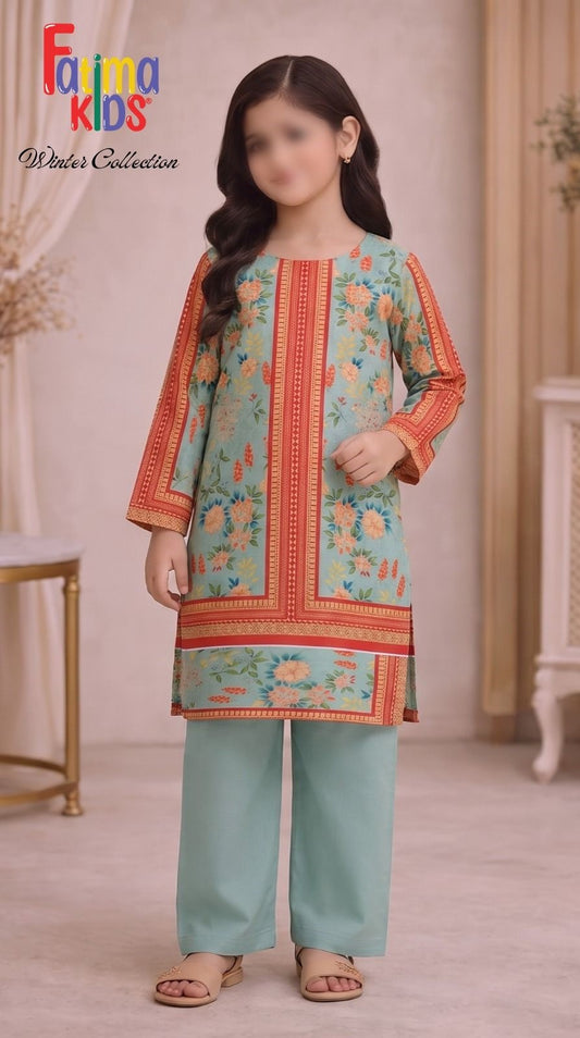 FATIMA KIDS 2 Piece Digital Printed China Linen Suit for Girls