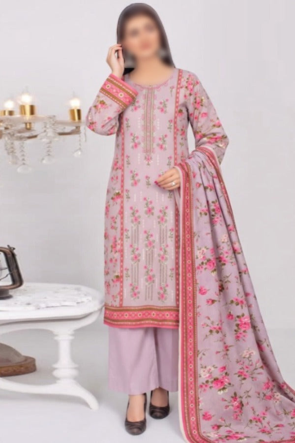 Nishat 3 Piece Printed Embroidered Linen Unstitched Suit with Dupatta and Trouser