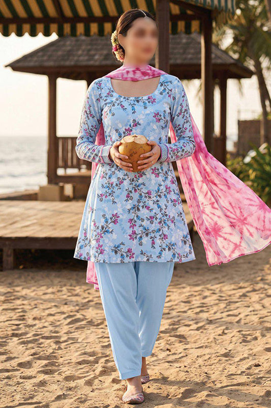 ZESH printed cambric cotton 3 piece suit for women
