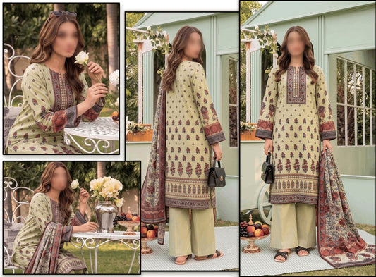 BELLEZA Digital Printed Khaddar 3 Piece Unstitched Suit for Women