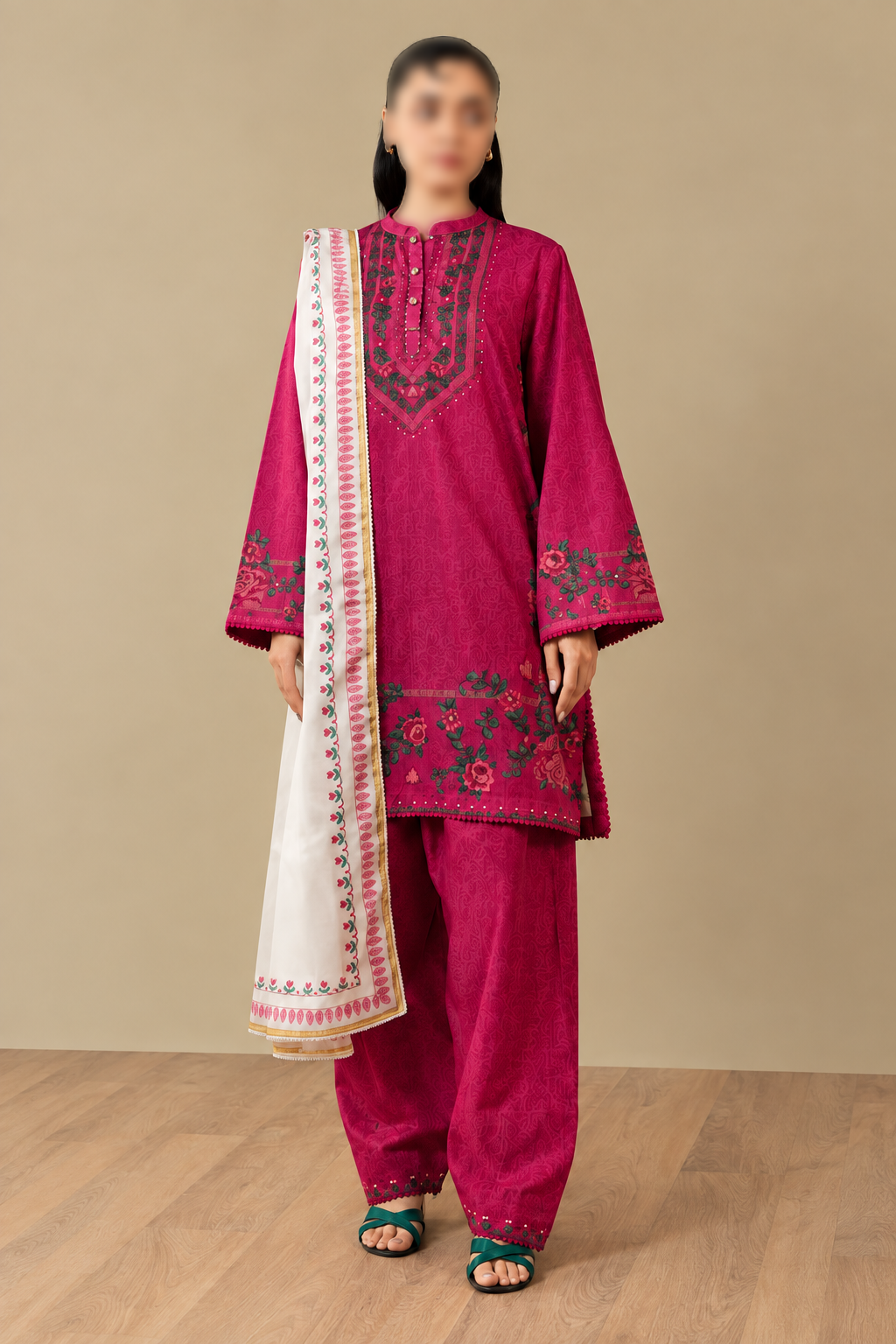 COCO by Zara Shahjahan Avena-3B printed Khaddar 3 piece unstitched suit for women