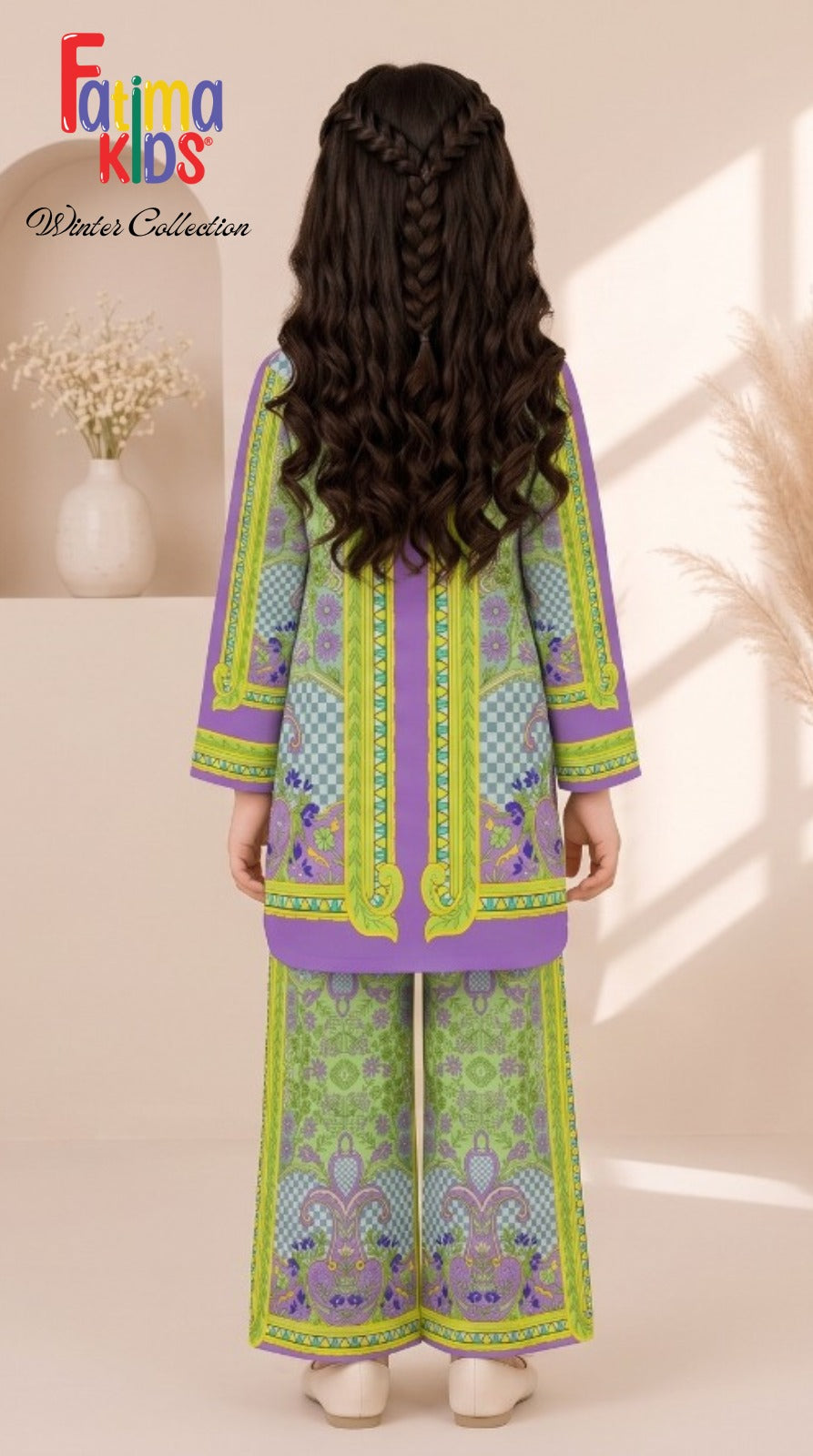 FATIMA KIDS 2 Piece Digital Printed China Linen Suit for Girls