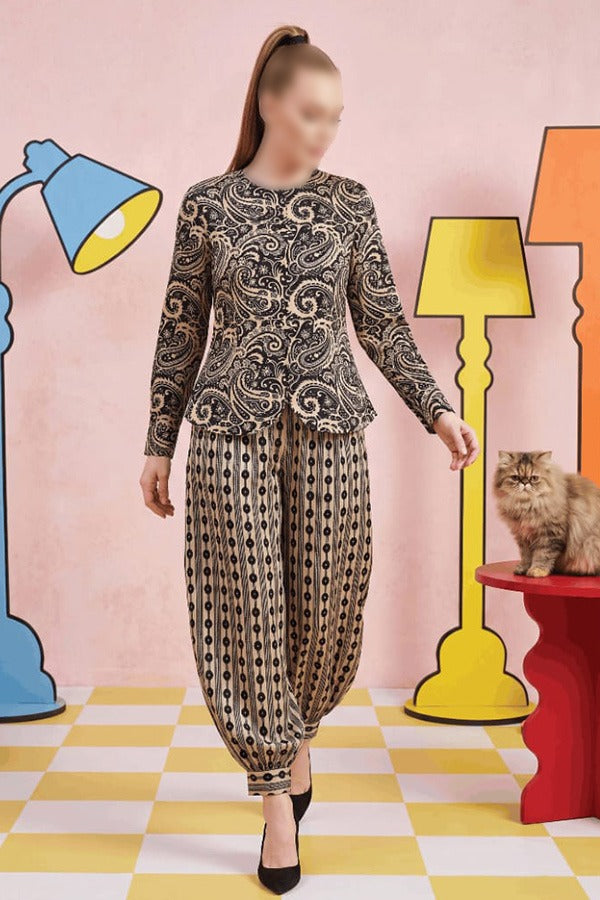 ZESH Digital Printed Silk Co-Ord Set – 2 Piece Unstitched Noor E Nazar Textile