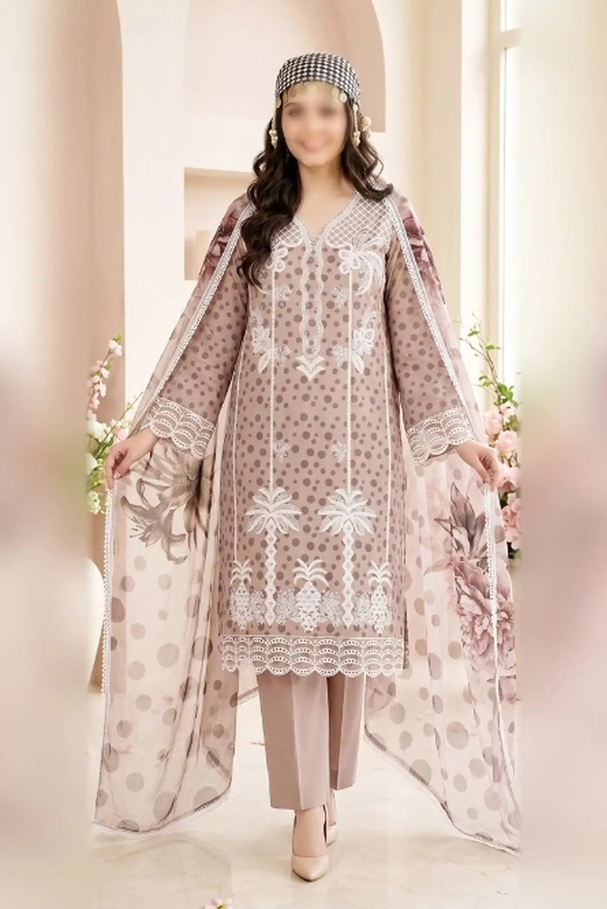 Gul Ahmed embroidered printed unstitched 3 piece suit with bamber dupatta and comfort dyed trouser