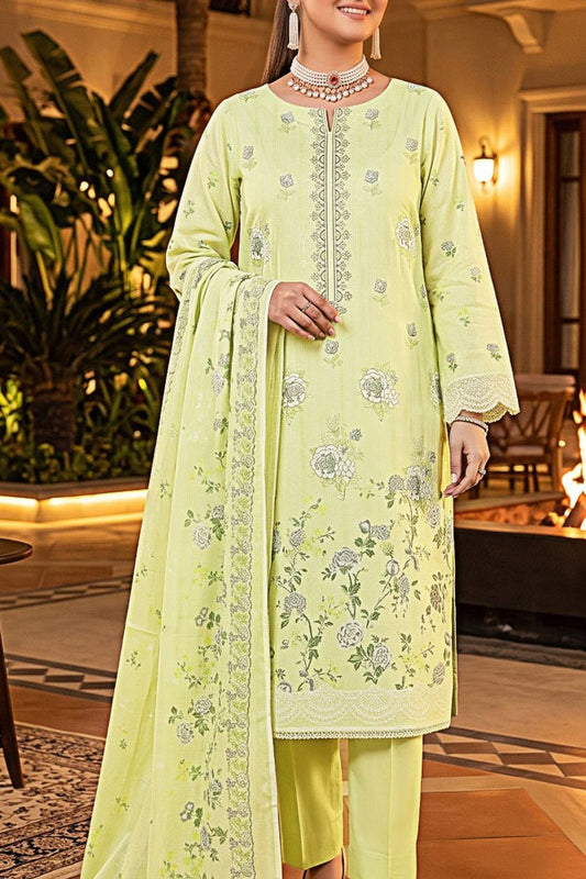 Saya zari dhanak digital print embroidered unstitched 3 piece suit with embroidered dupatta and comfort dyed trouser