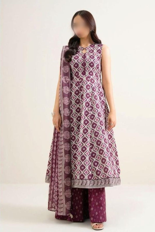 SAPPHIRE 3 Piece Printed Khaddar Suit for Women with Printed Khaddar Dupatta