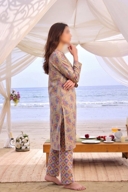 OSMA Digital Printed Linen 2 Piece Unstitched Suit for Women