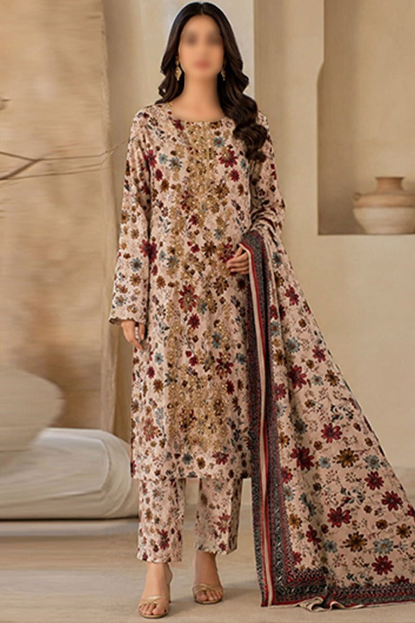 SAPPHIRE Embroidered Printed Linen 3 Piece Unstitched Suit for Women