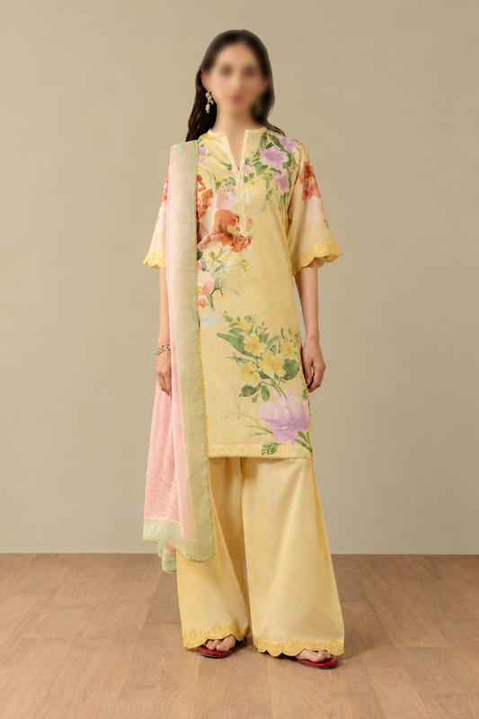 COCO by Zara Shahjahan Avena-3B printed Khaddar 3 piece unstitched suit for women