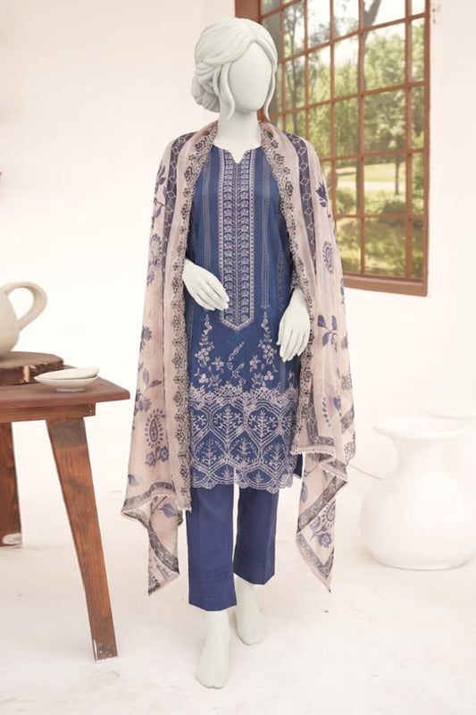 ZESH digital printed embroidered lawn 3 piece suit for women