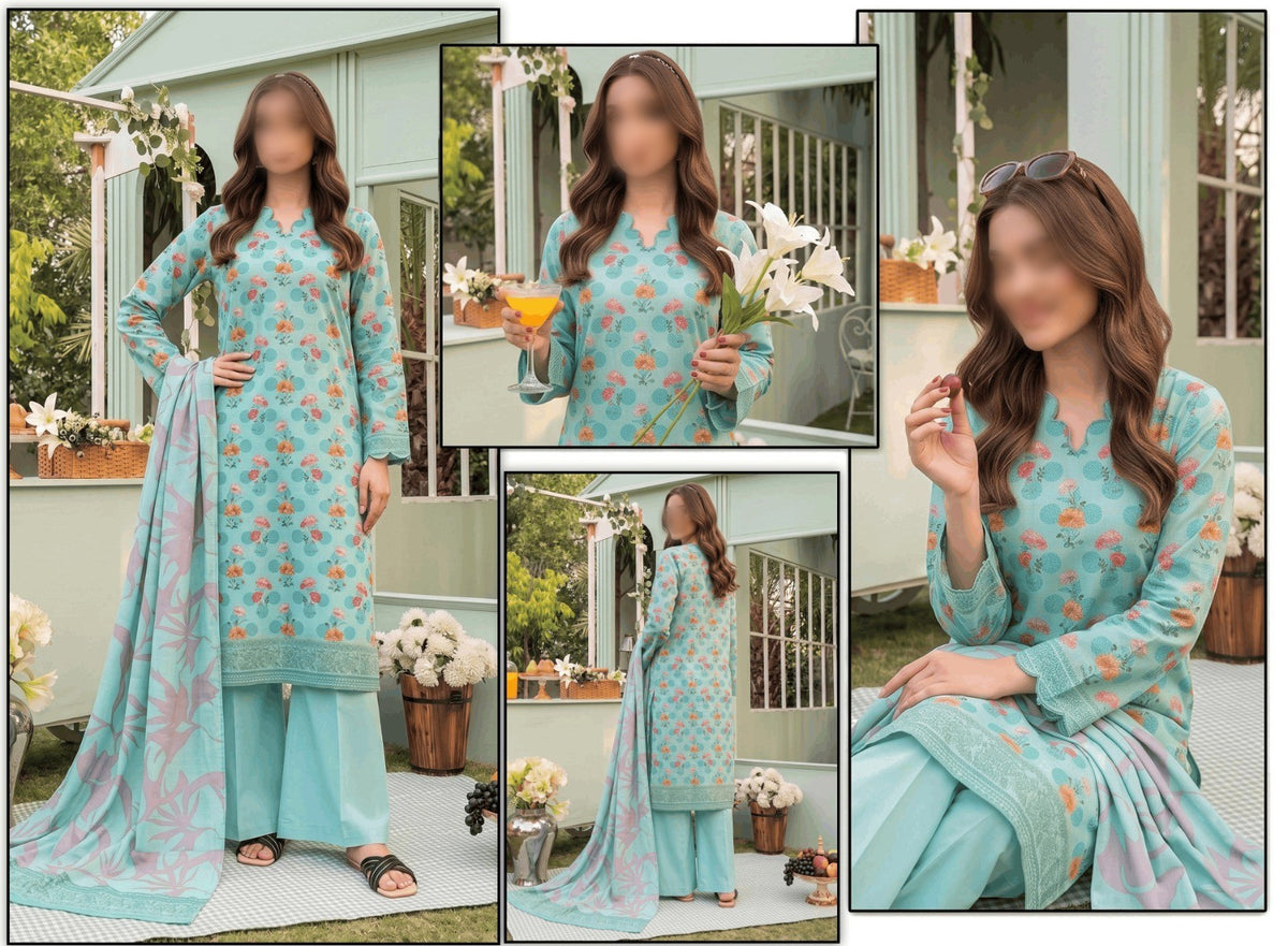 BELLEZA Digital Printed Khaddar 3 Piece Unstitched Suit for Women