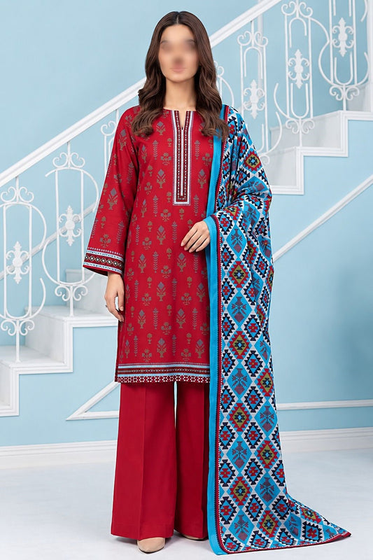 KHAADI 3 Piece Printed Khaddar Suit for Women with Khaddar Dupatta