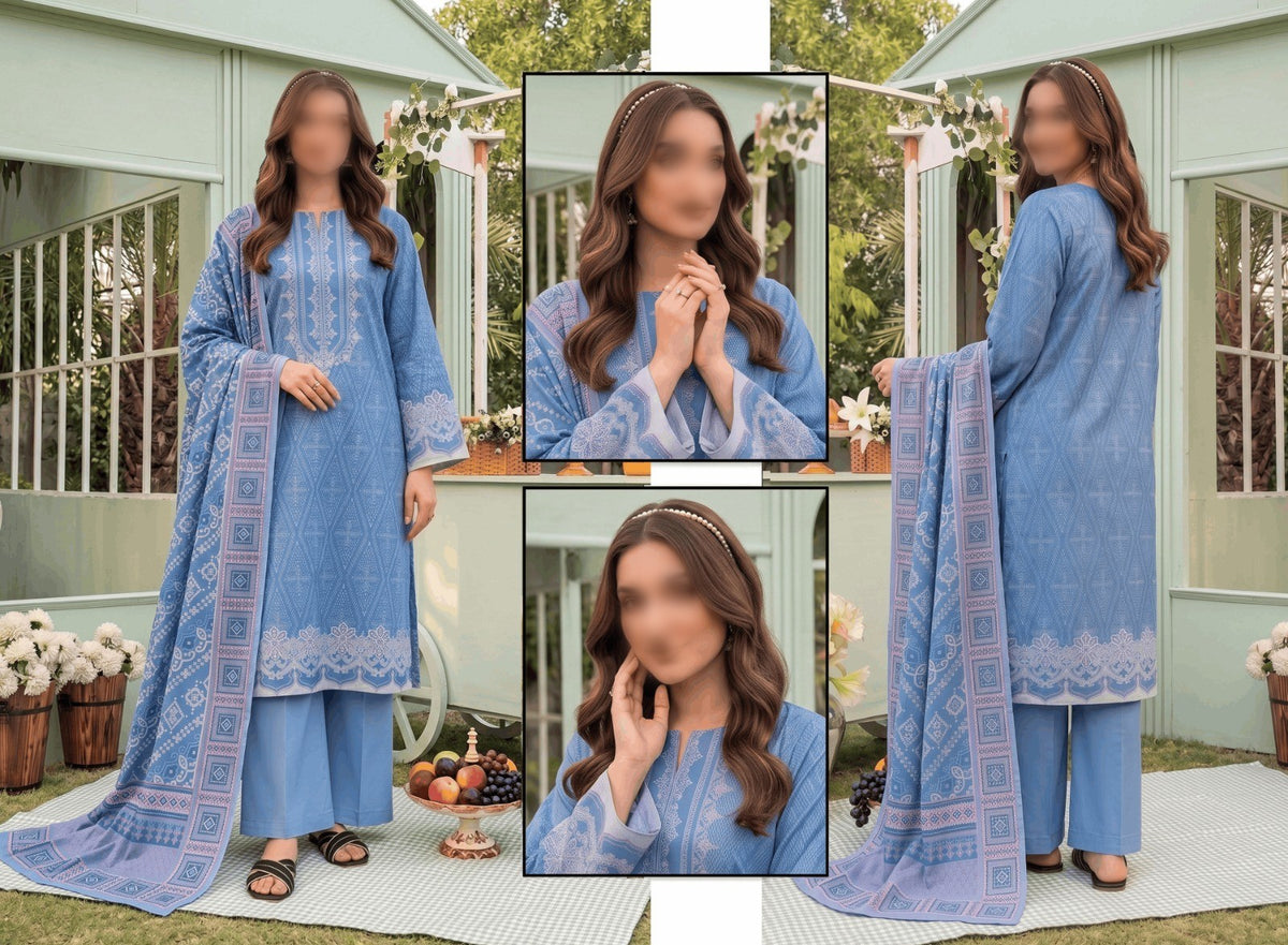 BELLEZA Digital Printed Khaddar 3 Piece Unstitched Suit for Women