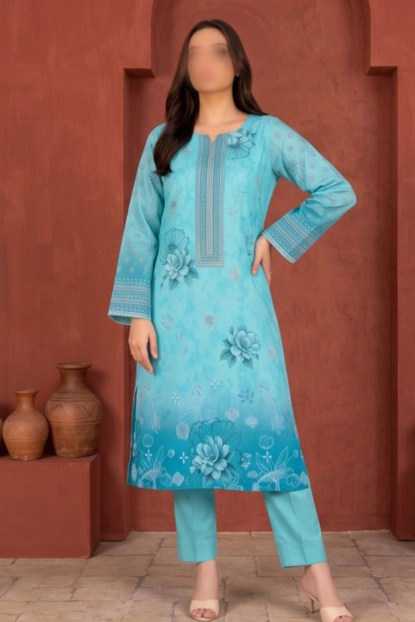 REEF printed Slub Linen 3 piece unstitched suit with dupatta and trouser