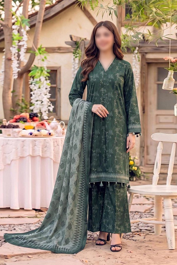 Safina 3 piece unstitched digital printed viscose suit with floral shirt dupatta and trouser
