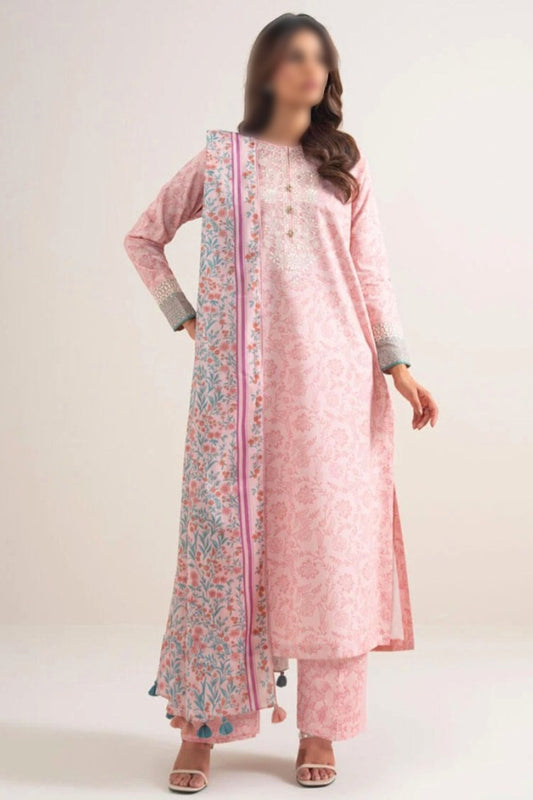 SAPPHIRE printed Karandi 3 piece unstitched suit with shirt, dupatta and trouser