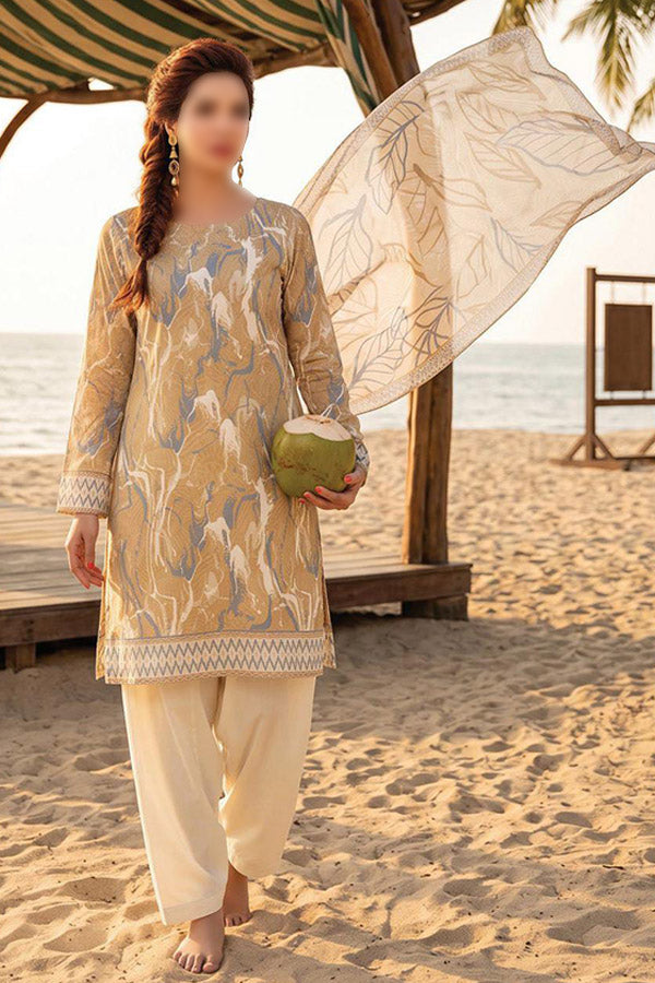 ZESH printed cambric cotton 3 piece suit for women