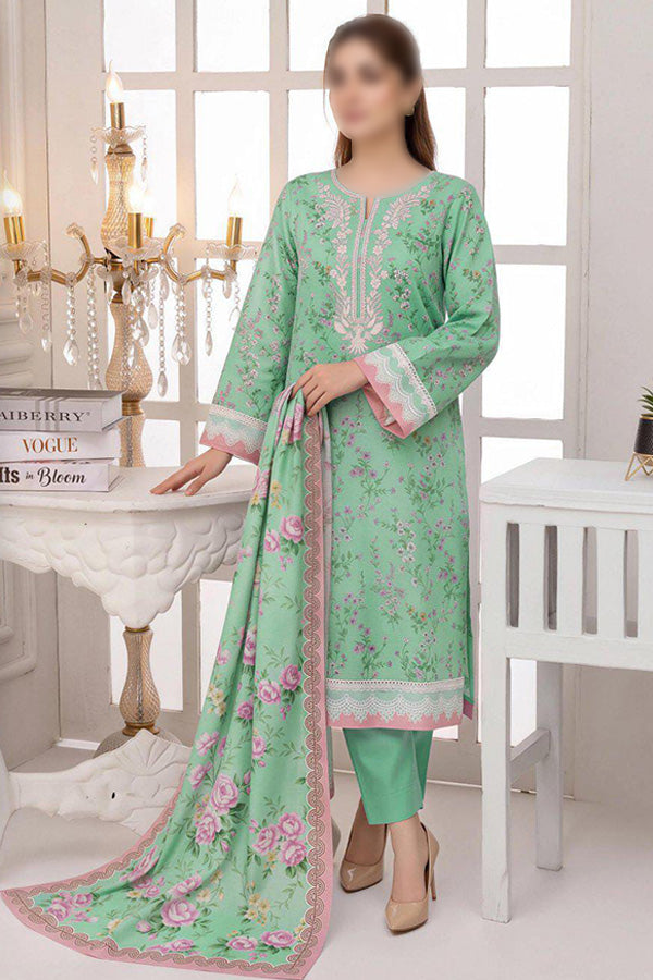 MASHAIM 3 piece unstitched printed Khaddar suit with digital printed Khaddar shirt and shawl