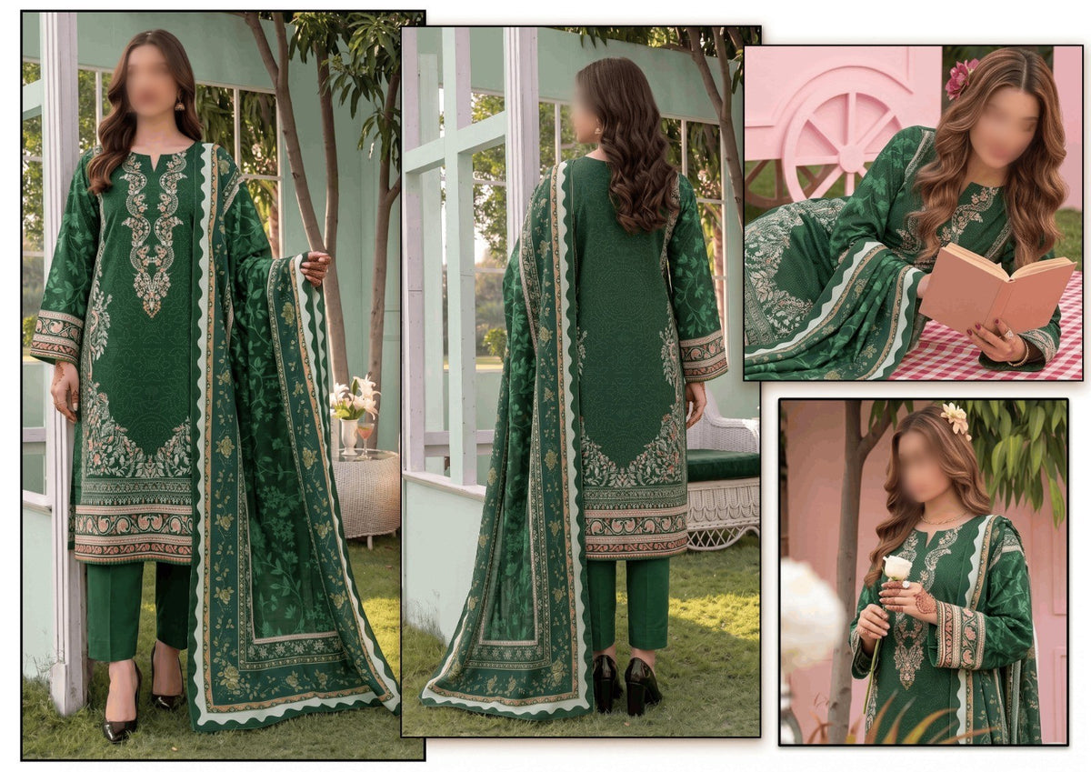 BELLEZA Digital Printed Khaddar 3 Piece Unstitched Suit for Women