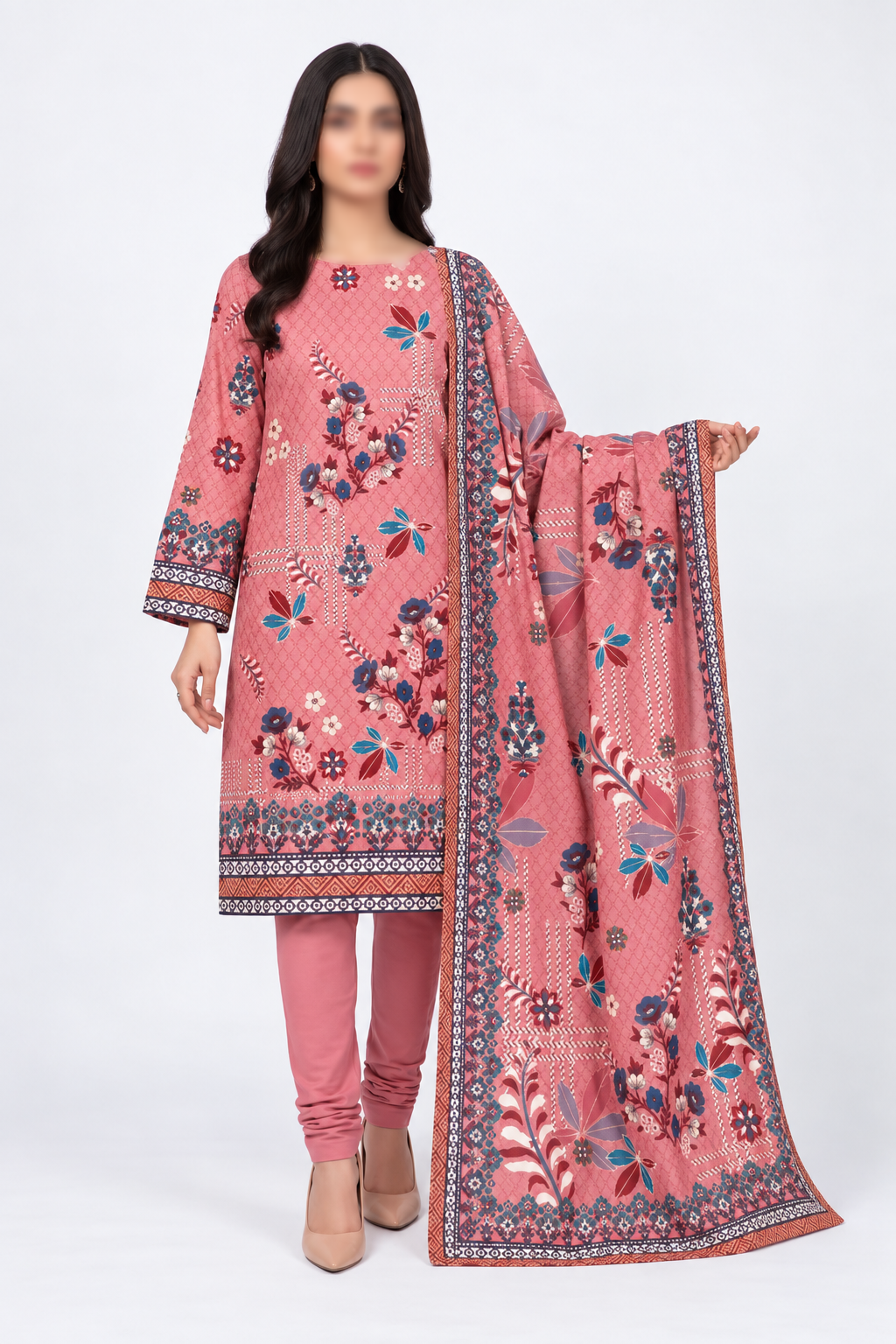 SAPPHIRE Dastoor-010 3 piece unstitched Karandi suit with printed shirt and dupatta