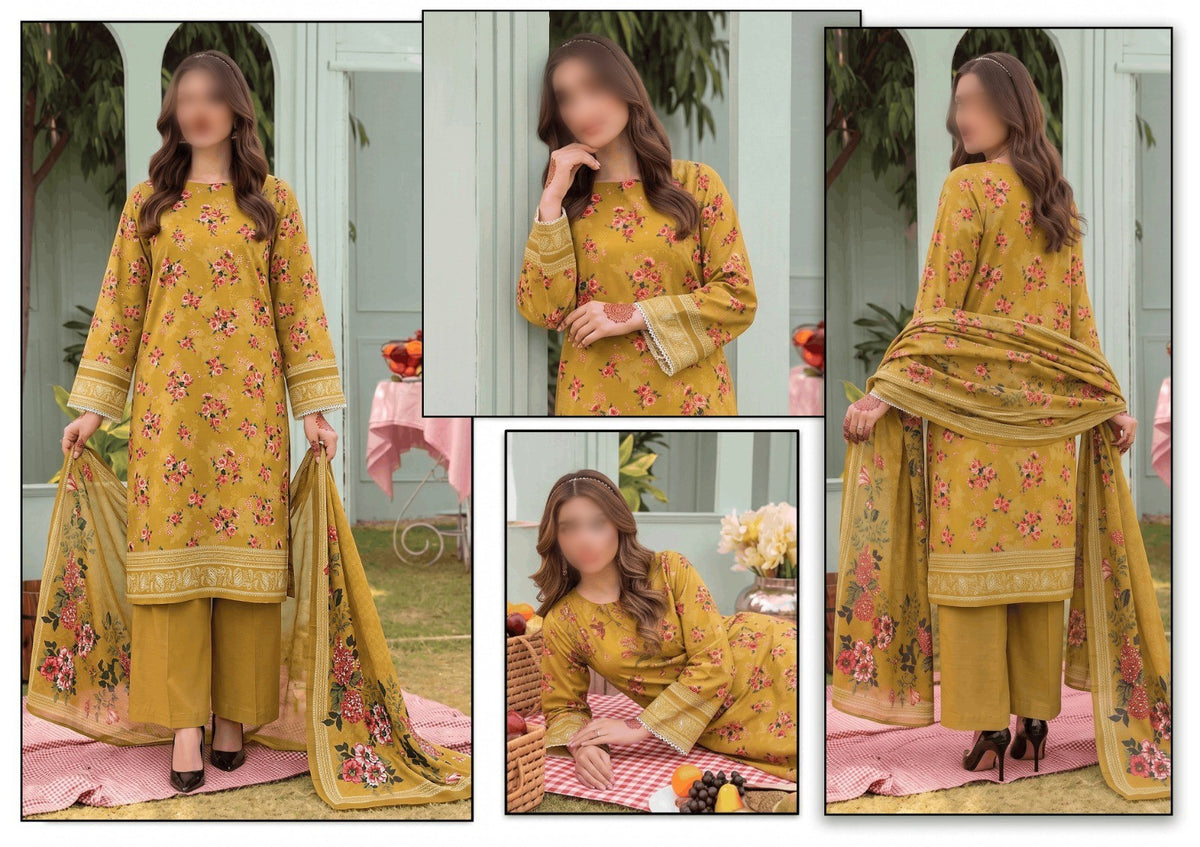 BELLEZA Digital Printed Khaddar 3 Piece Unstitched Suit for Women