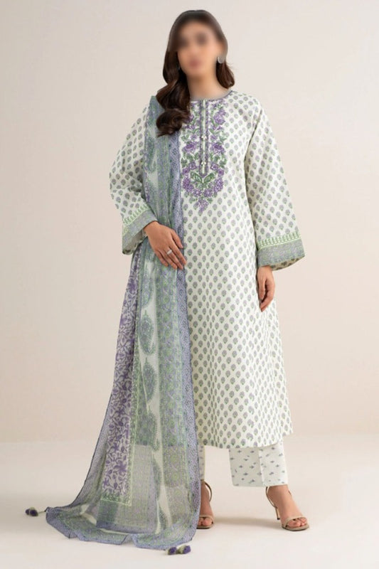 SAPPHIRE printed Karandi 3 piece unstitched suit with shirt, dupatta and trouser