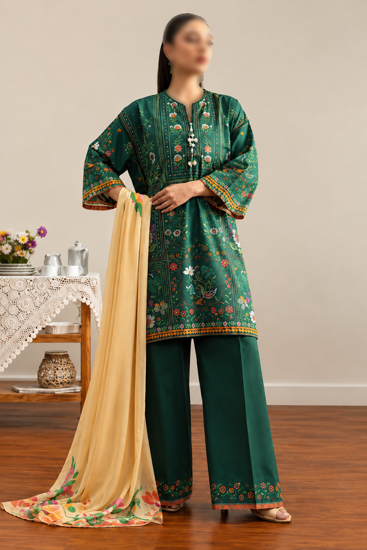 COCO by Zara Shahjahan Avena-3B printed Khaddar 3 piece unstitched suit for women