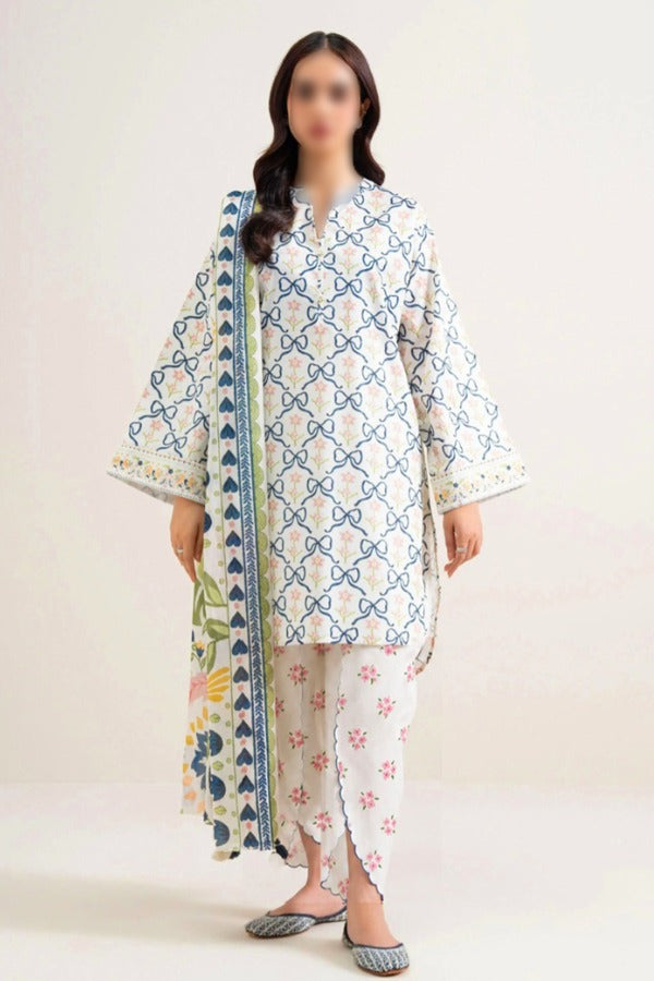 SAPPHIRE printed Karandi 3 piece unstitched suit with shirt, dupatta and trouser