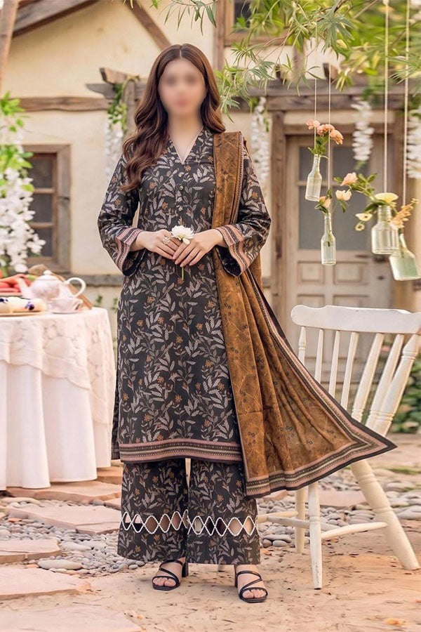 Safina 3 piece unstitched digital printed viscose suit with floral shirt dupatta and trouser