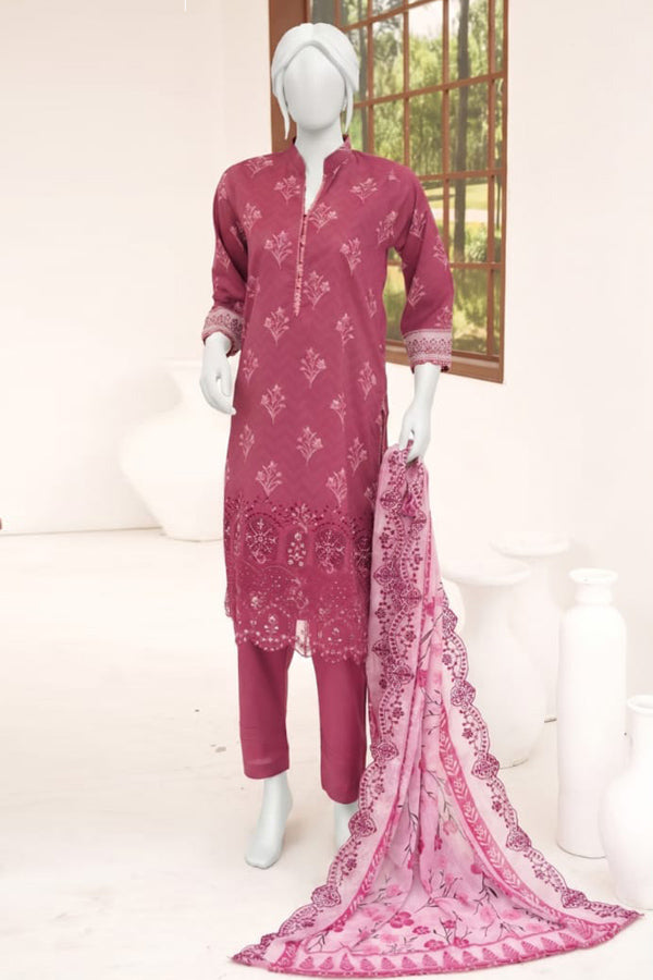 ZESH digital printed embroidered lawn 3 piece suit for women