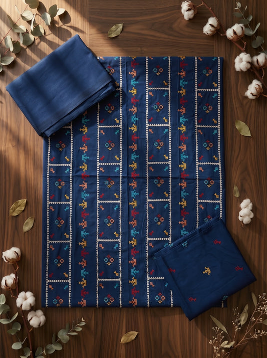 BAREEZÉ embroidered Dhanak 2 piece unstitched suit for women