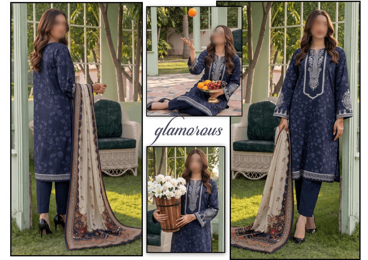 BELLEZA Digital Printed Khaddar 3 Piece Unstitched Suit for Women