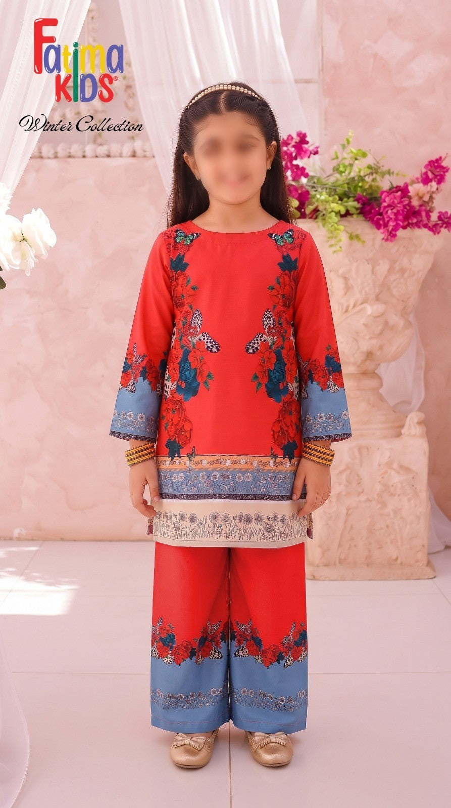 FATIMA KIDS 2 Piece Digital Printed China Linen Suit for Girls