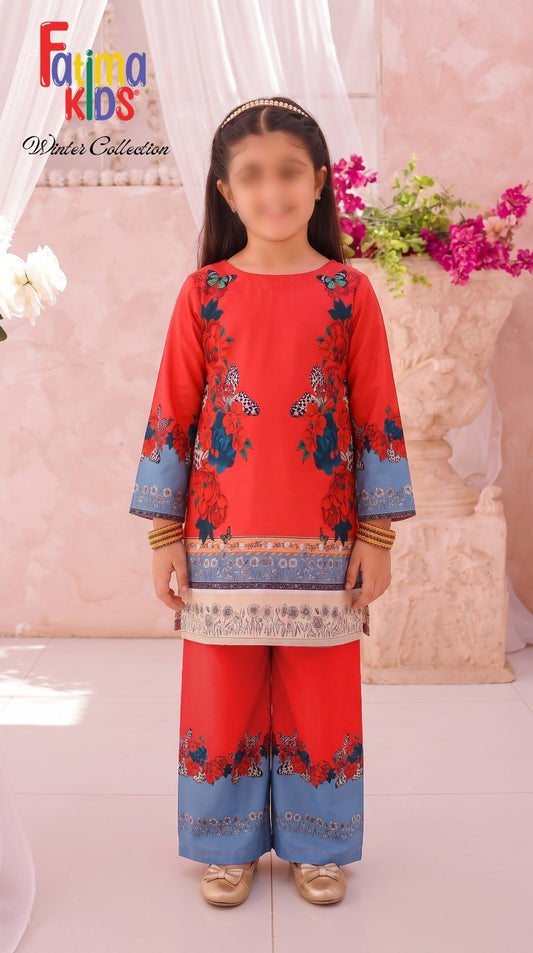 FATIMA KIDS 2 Piece Digital Printed China Linen Suit for Girls