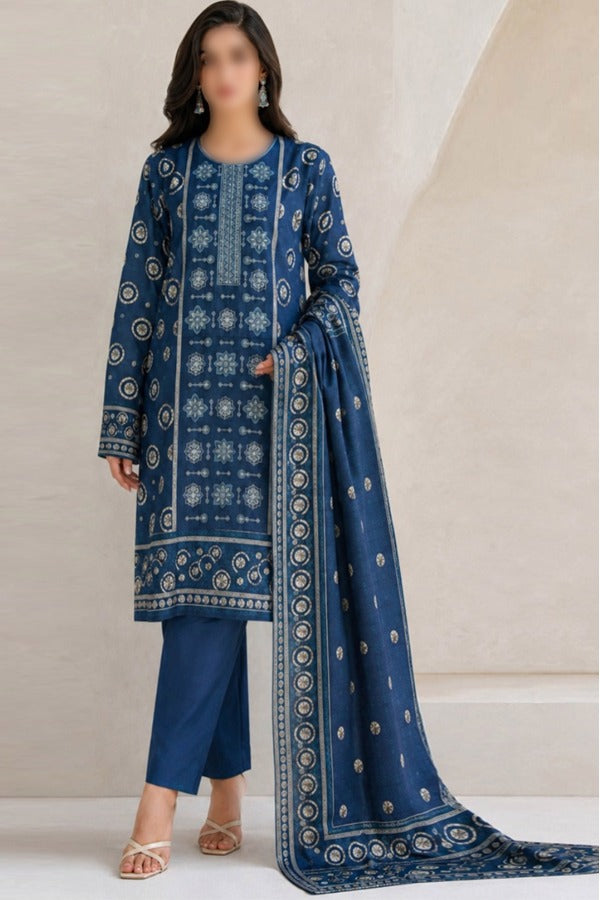 KHAADI Embroidered Printed Linen 3 Piece Unstitched Suit for Women