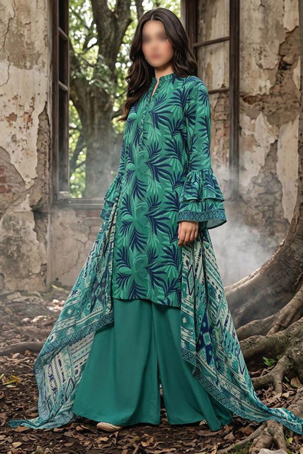 ZESH printed khaddar 3 piece unstitched suit for women