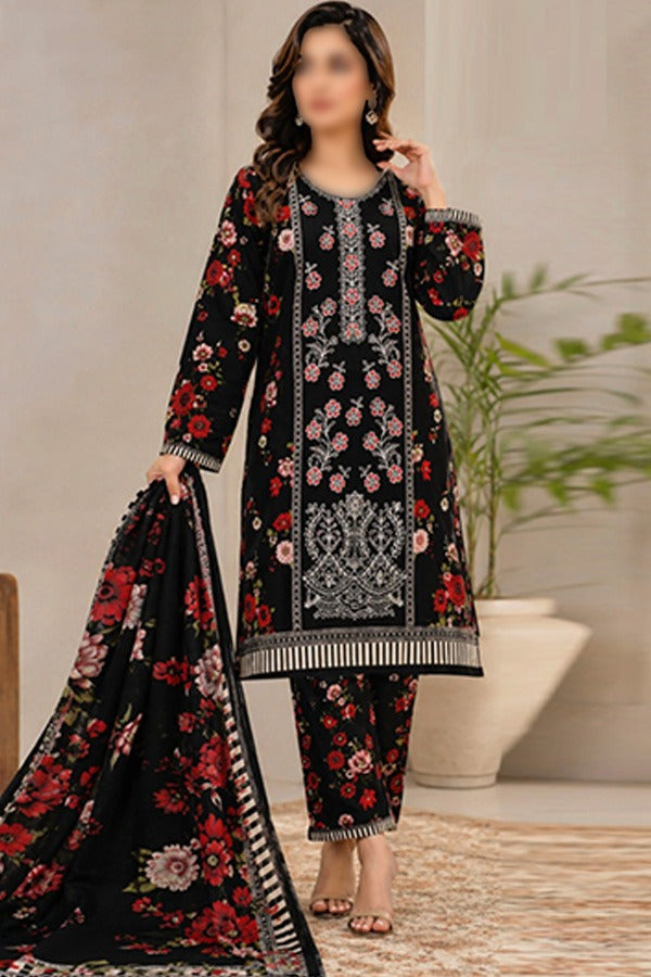 SAPPHIRE Embroidered Printed Linen 3 Piece Unstitched Suit for Women