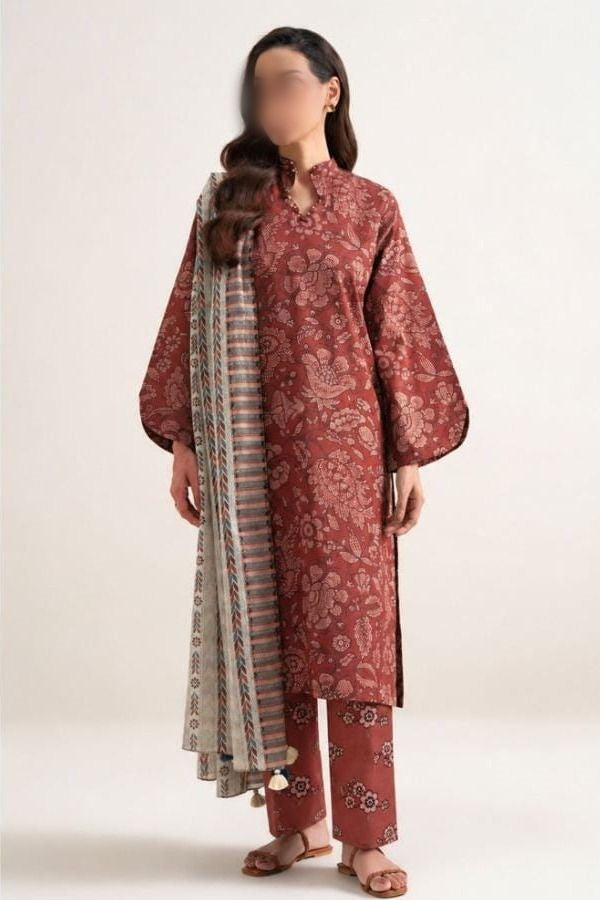 SAPPHIRE 3 Piece Printed Khaddar Suit for Women with Printed Khaddar Dupatta