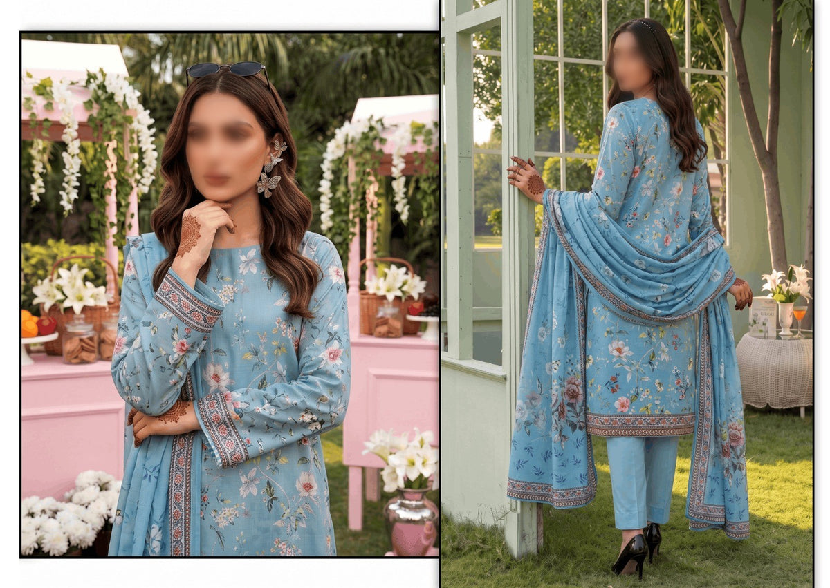 BELLEZA Digital Printed Khaddar 3 Piece Unstitched Suit for Women