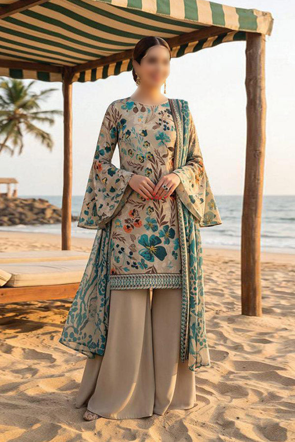 ZESH printed cambric cotton 3 piece suit for women
