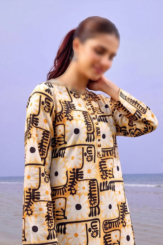 OSMA Digital Printed Linen 2 Piece Unstitched Suit for Women