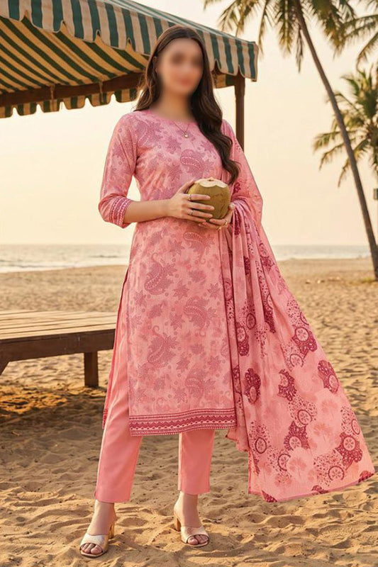 ZESH printed cambric cotton 3 piece suit for women