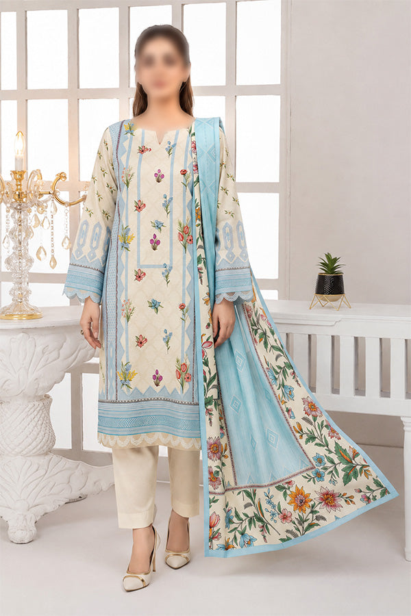 MASHAIM 3 piece unstitched printed Khaddar suit with digital printed Khaddar shirt and shawl